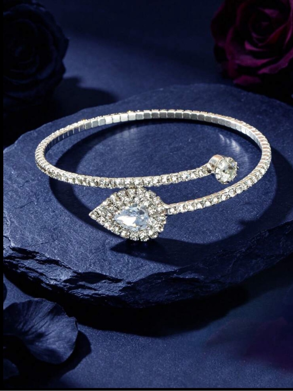 Celeste Pear Crystal Open Cuff Bracelet